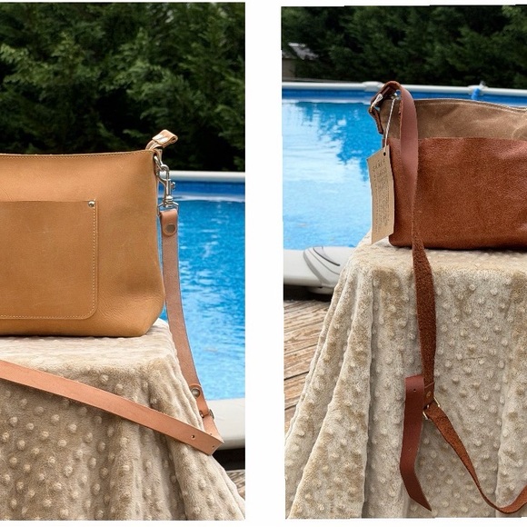 Handbags - Leather Crossbody Bag in Tan - Classic Everyday Shoulder Bag